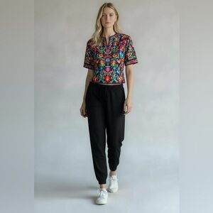 Johnny Was 4 Love & Liberty Silk Drawstring Joggers Pants Size Small